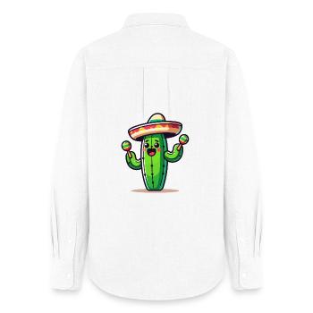 Fiesta Cactus : le shaker Saguaro - Chemise Oxford Femme - blanc - Dos - AI Model Female 172 light (172cm)