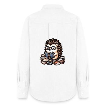 Hedgehog Bookworm: The Literary Spine - Women's Oxford Shirt - white - Back - AI Model Female 172 light (172cm)