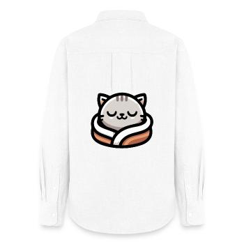 Schlummerpfoten: Der verträumte Tabby - Frauen Oxford Hemd - Weiß - Hinten - AI Model Female 172 light (172cm)