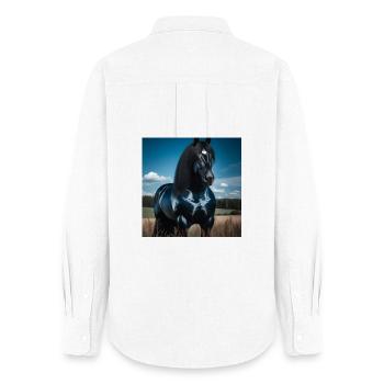 Mighty Black Horse - Women's Oxford Shirt - white - Back - AI Model Female 172 light (172cm)