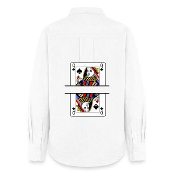 Carte à jouer dame de pique avec espace bannière - Chemise Oxford Femme - blanc - Dos - AI Model Female 172 light (172cm)