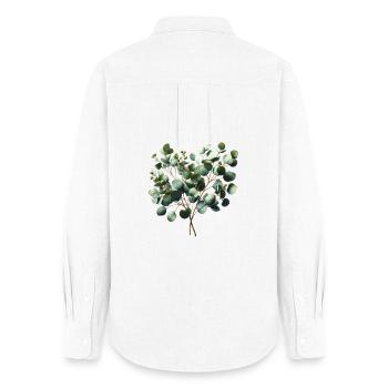 Délicate illustration à l’aquarelle d’une branche d’eucalyptus - Chemise Oxford Femme - blanc - Dos - AI Model Female 172 light (172cm)