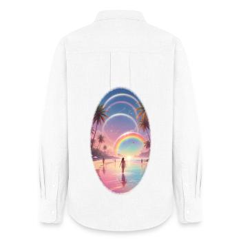 Pastellstrand Regenbogen-Traum - Frauen Oxford Hemd - Weiß - Hinten - AI Model Female 172 light (172cm)