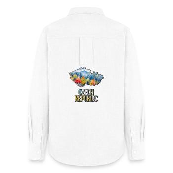 Watercolor Map Czech Republic - Women's Oxford Shirt - white - Back - AI Model Female 172 light (172cm)