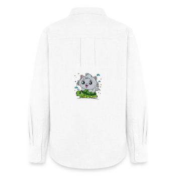 Cat on tortoise - Women's Oxford Shirt - white - Back - AI Model Female 172 light (172cm)