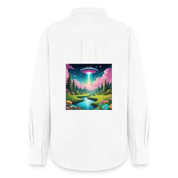 UFO - Frauen Oxford Hemd - Weiß - Hinten - AI Model Female 172 light (172cm)