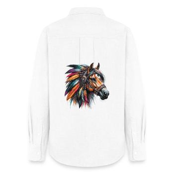 Cheval amérindien Redskin d’Amérique - Chemise Oxford Femme - blanc - Dos - AI Model Female 172 light (172cm)