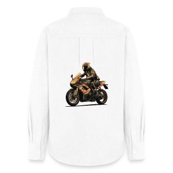 Le motard - Chemise Oxford Femme - blanc - Dos - AI Model Female 172 light (172cm)