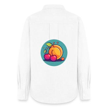 Summer fruits, apricot, cherries, sun and freedom - Women's Oxford Shirt - white - Back - AI Model Female 172 light (172cm)