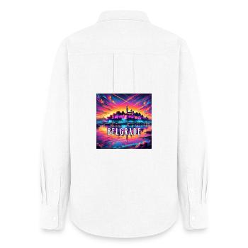Belgrade Serbia Balkan Design - Women's Oxford Shirt - white - Back - AI Model Female 172 light (172cm)