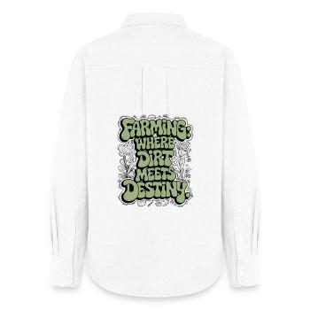 FARMING: WHERE DIRT MEETS DESTINY - Women's Oxford Shirt - white - Back - AI Model Female 172 light (172cm)