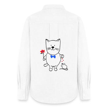 Katze und Maus - Frauen Oxford Hemd - Weiß - Hinten - AI Model Female 172 light (172cm)