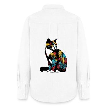 Cat - Women's Oxford Shirt - white - Back - AI Model Female 172 light (172cm)