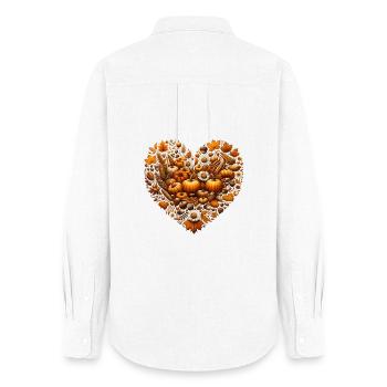 Coeur rempli de citrouilles et de feuilles d’automne - Chemise Oxford Femme - blanc - Dos - AI Model Female 172 light (172cm)