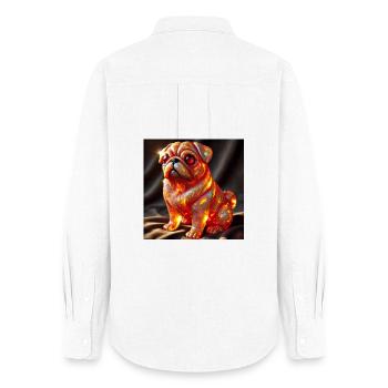 Farbexplosiver Bulldog Skulptur - Frauen Oxford Hemd - Weiß - Hinten - AI Model Female 172 light (172cm)