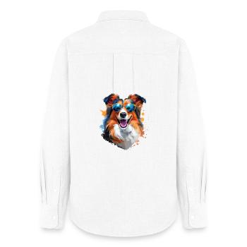 Sheltie mit Sonnenbrille - Frauen Oxford Hemd - Weiß - Hinten - AI Model Female 172 light (172cm)