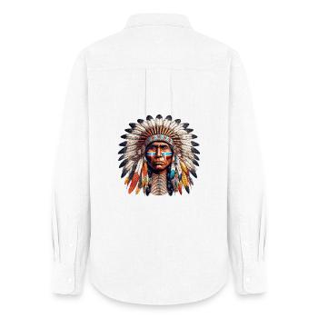 Amerikanisch, Indianer, Amerikaner - Frauen Oxford Hemd - Weiß - Hinten - AI Model Female 172 light (172cm)