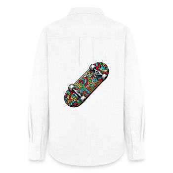 Skateboard - Women's Oxford Shirt - white - Back - AI Model Female 172 light (172cm)