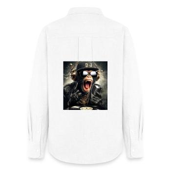 DJ Monkey - Women's Oxford Shirt - white - Back - AI Model Female 172 light (172cm)