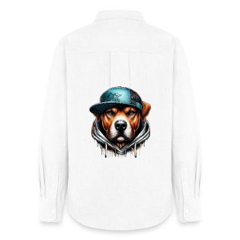 Chien - Chemise Oxford Femme - blanc - Dos - AI Model Female 172 light (172cm)