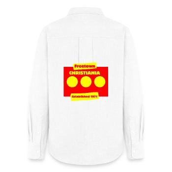 Est 1971 Freetown Christiania Denmark Hippie Weed - Women's Oxford Shirt - white - Back - AI Model Female 172 light (172cm)
