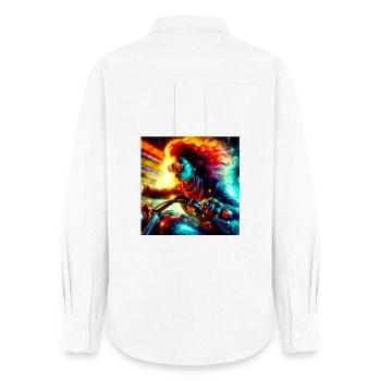 Cyberpunk Moto - Women's Oxford Shirt - white - Back - AI Model Female 172 light (172cm)