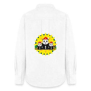 Liebe Panda Familie mit Weihnachtsmützen. - Frauen Oxford Hemd - Weiß - Hinten - AI Model Female 172 light (172cm)