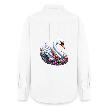 Swan - Women's Oxford Shirt - white - Back - AI Model Female 172 light (172cm)