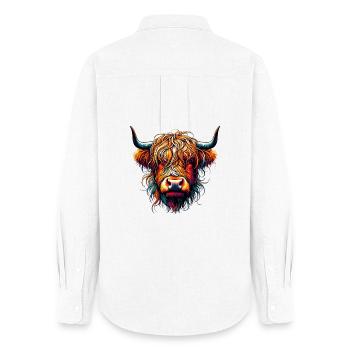 Vache écossaise des Highlands - Chemise Oxford Femme - blanc - Dos - AI Model Female 172 light (172cm)