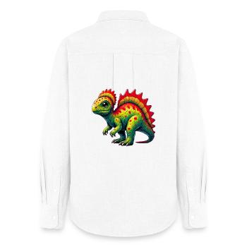 Dinosaure - Chemise Oxford Femme - blanc - Dos - AI Model Female 172 light (172cm)