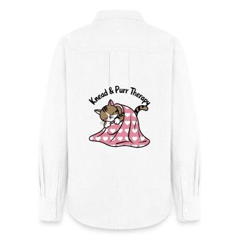Couverture de sieste ronronnante sous le cœur - Chemise Oxford Femme - blanc - Dos - AI Model Female 172 light (172cm)