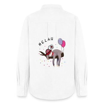 Carnaval des paresseux - Chemise Oxford Femme - blanc - Dos - AI Model Female 172 light (172cm)