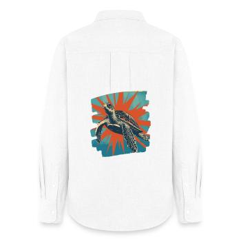 Sea Turtle Retro - Women's Oxford Shirt - white - Back - AI Model Female 172 light (172cm)