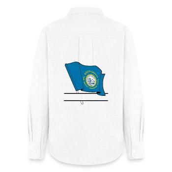 South Dakota Flagge Text Banner - Frauen Oxford Hemd - Weiß - Hinten - AI Model Female 172 light (172cm)