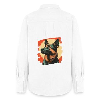 German Shepherd Retro - Women's Oxford Shirt - white - Back - AI Model Female 172 light (172cm)