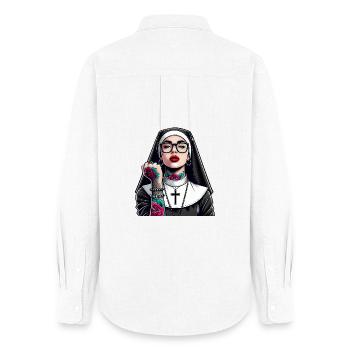 Religieuse avec tatouage - Chemise Oxford Femme - blanc - Dos - AI Model Female 172 light (172cm)