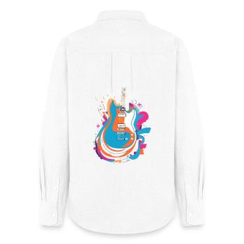 Guitare électrique colorée - Chemise Oxford Femme - blanc - Dos - AI Model Female 172 light (172cm)
