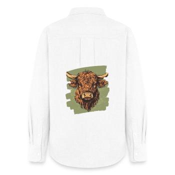 Scottish Highland cattle - Women's Oxford Shirt - white - Back - AI Model Female 172 light (172cm)