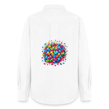 Motif de puzzle coloré sur la balle globale - Chemise Oxford Femme - blanc - Dos - AI Model Female 172 light (172cm)