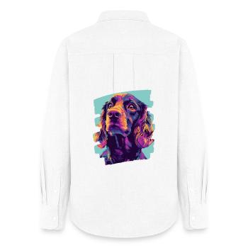 Cocker Spaniel - Chemise Oxford Femme - blanc - Dos - AI Model Female 172 light (172cm)