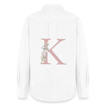 K Monogramm, Floral, personalisierbar - Frauen Oxford Hemd - Weiß - Hinten - AI Model Female 172 light (172cm)