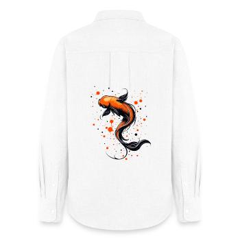 Koi Fish Harmony - Women's Oxford Shirt - white - Back - AI Model Female 172 light (172cm)