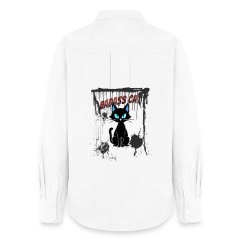 Badass Cat - Women's Oxford Shirt - white - Back - AI Model Female 172 light (172cm)