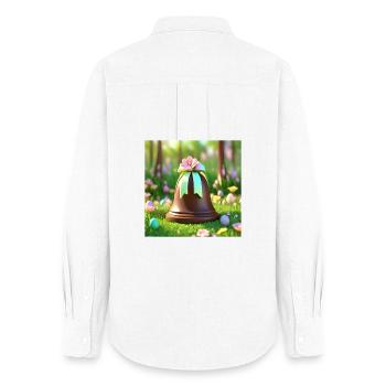 pâques, happy easter, joyeuses pâques - Chemise Oxford Femme - blanc - Dos - AI Model Female 172 light (172cm)