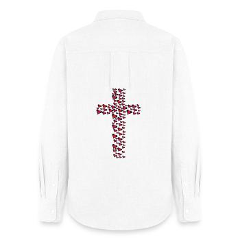 Heart Hearts Cross Crosses Crucifix - Women's Oxford Shirt - white - Back - AI Model Female 172 light (172cm)