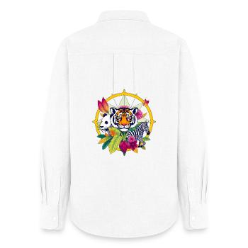 Tiger Panda Zebra - Women's Oxford Shirt - white - Back - AI Model Female 172 light (172cm)