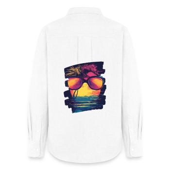 Sunglasses Summer Palm Trees - Women's Oxford Shirt - white - Back - AI Model Female 172 light (172cm)