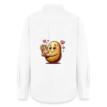 La pomme de terre aime les frites - Chemise Oxford Femme - blanc - Dos - AI Model Female 172 light (172cm)