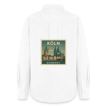 Köln Souvenir Briefmarke - Frauen Oxford Hemd - Weiß - Hinten - AI Model Female 172 light (172cm)