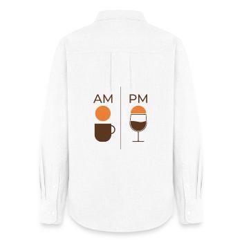 AM Coffee PM Wine – Kaffee & Wein Design - Frauen Oxford Hemd - Weiß - Hinten - AI Model Female 172 light (172cm)